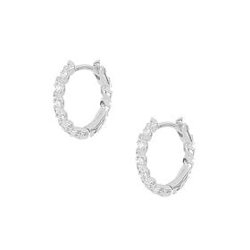 Σκουλαρίκια Κρίκοι με Λευκά Ζιργκόν σε Ασήμι 925° SKU-82378