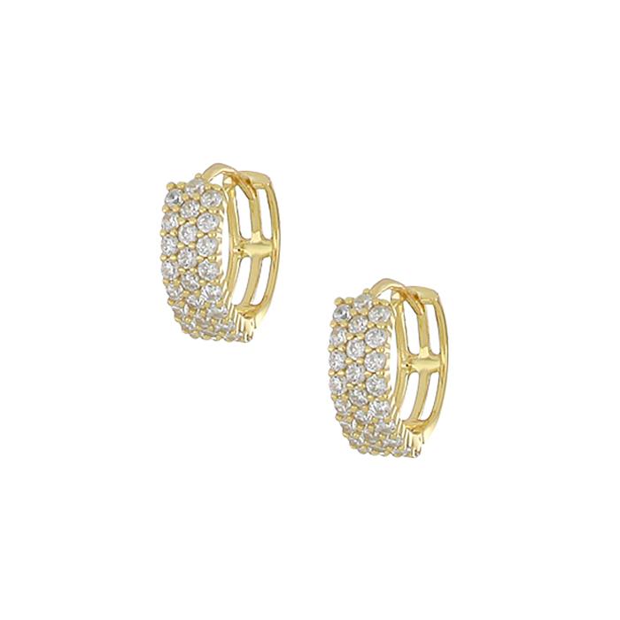 Σκουλαρίκια Κρίκοι Ασήμι  925° με Λευκά Ζιργκόν. SKU-82385