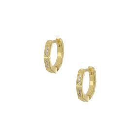 Σκουλαρίκια Κρίκοι Ασήμι 925° με Λευκά Ζιργκόν. SKU-82395