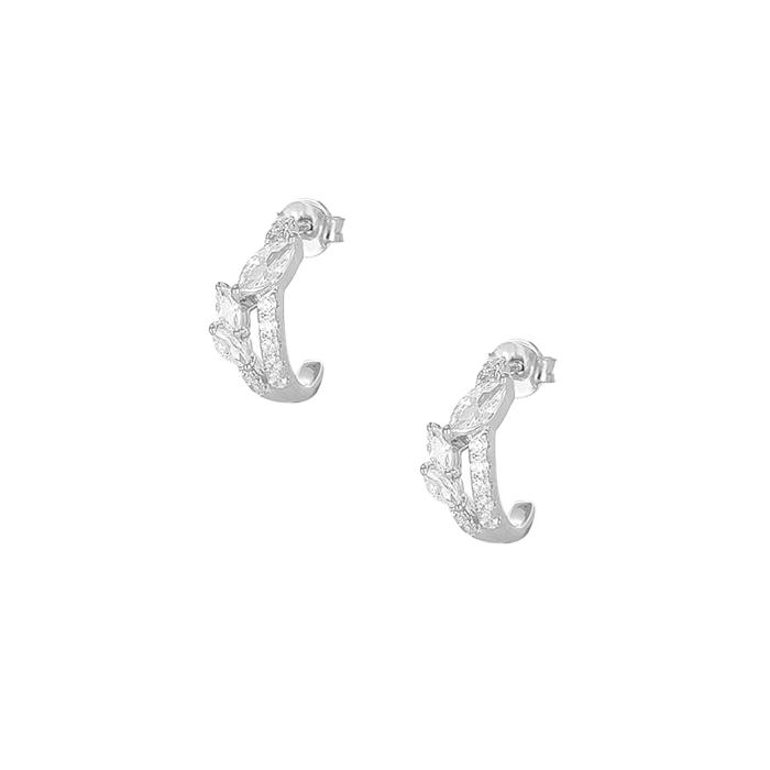 Γυναικεία Σκουλαρίκια Κρίκοι από Ασήμι 925° με Λευκά Ζιργκόν. SKU-82405