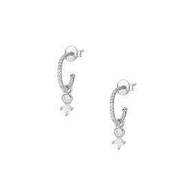 Κρίκοι Σκουλαρίκια από ασήμι 925 με λευκά Ζιργκόν. SKU-82408