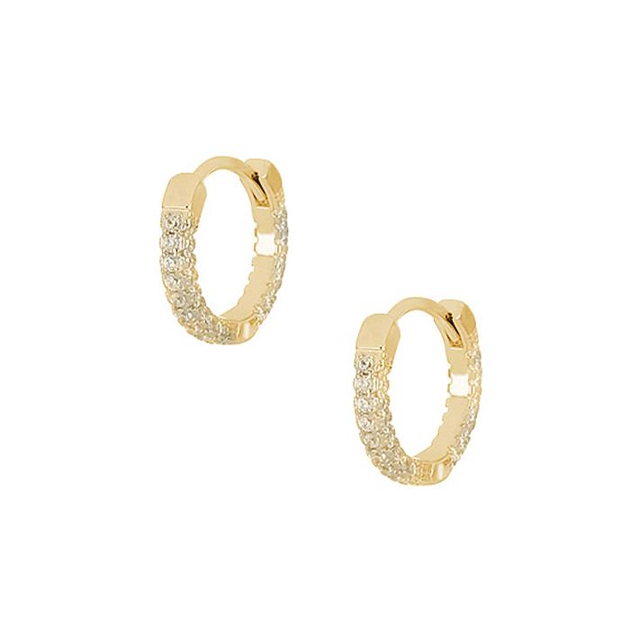 Σκουλαρίκια Κρίκοι Κίτρινο Επίχρυσο Ασήμι 925 με Λευκά Ζιργκόν SKU-82411