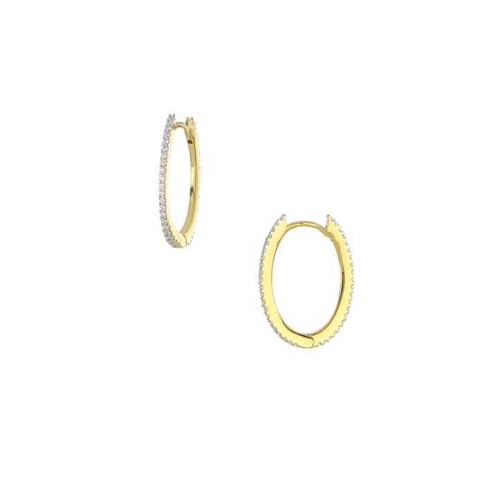 Σκουλαρίκια Κρίκοι με Λευκά Ζιργκόν σε Κίτρινο Επίχρυσο Ασήμι 925. SKU-82415