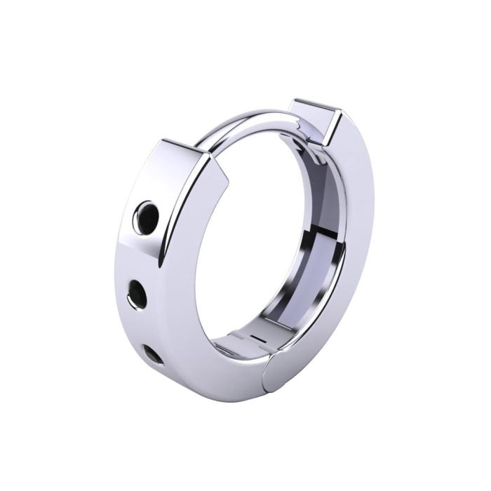 Ανδρικό Σκουλαρίκι Μονό με Μαύρα Διαμάντια Λευκόχρυσος K9 SKU-82916