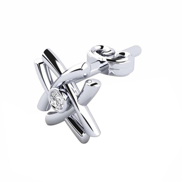 Ανδρικό Μονό Σκουλαρίκι Λευκόχρυσος K9 με Διαμάντι SKU-82917