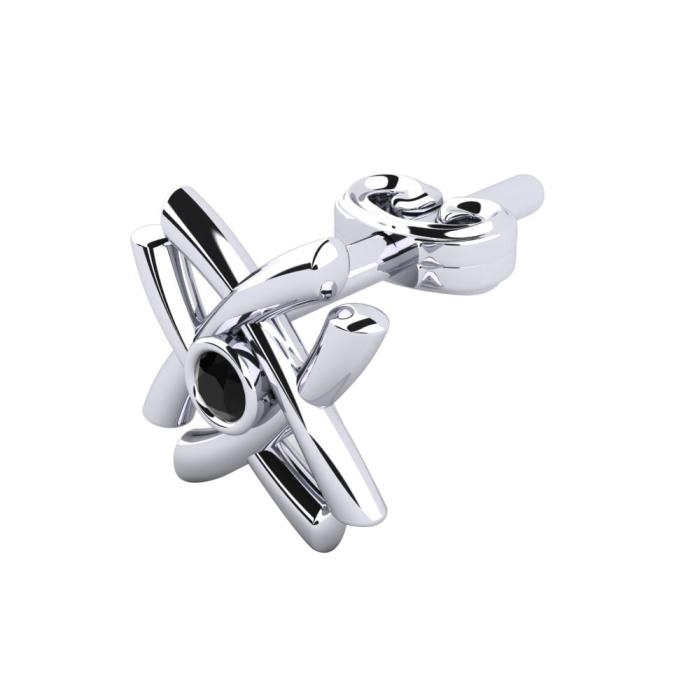 Σκουλαρίκι Ανδρικό Μονό με Μαύρο Διαμάντι Λευκόχρυσος K9 SKU-82918