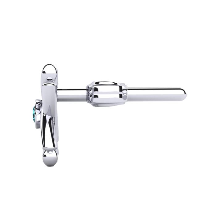 Μονό Σκουλαρίκι Ανδρικό με Ζαφείρι Λευκόχρυσος K9 SKU-82919