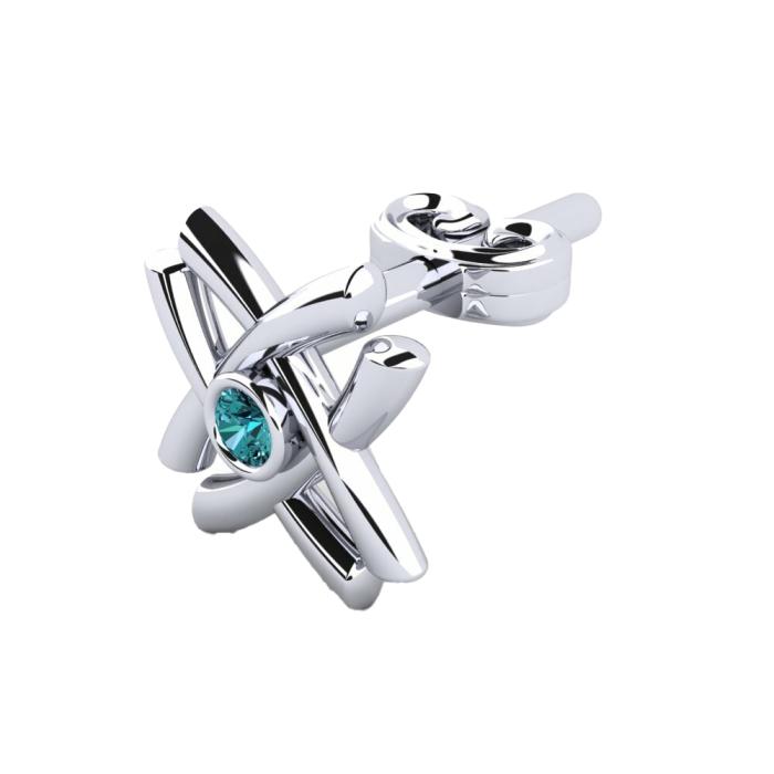 Μονό Σκουλαρίκι Ανδρικό με Ζαφείρι Λευκόχρυσος K9 SKU-82919