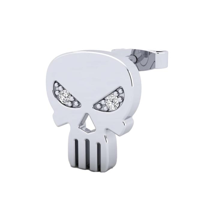 Μονό Σκουλαρίκι Ανδρικό με Διαμάντια Λευκόχρυσος K9 SKU-82924
