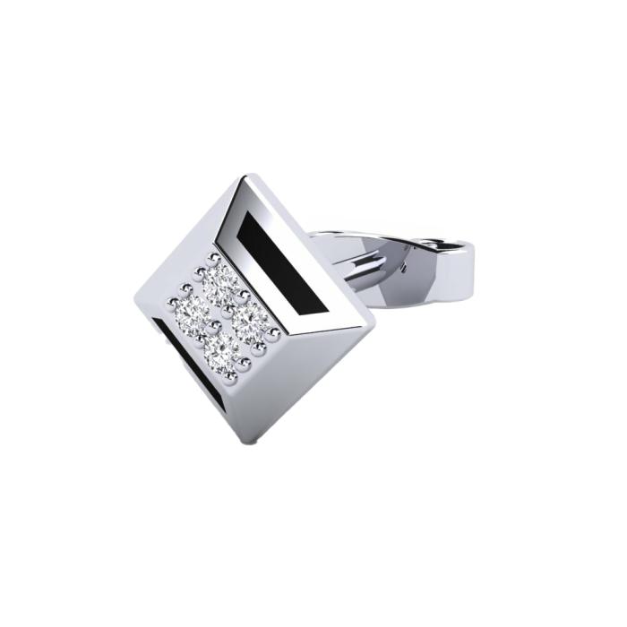 Ανδρικό Σκουλαρίκι Μονό με Διαμάντια Λευκόχρυσος K9 SKU-82926