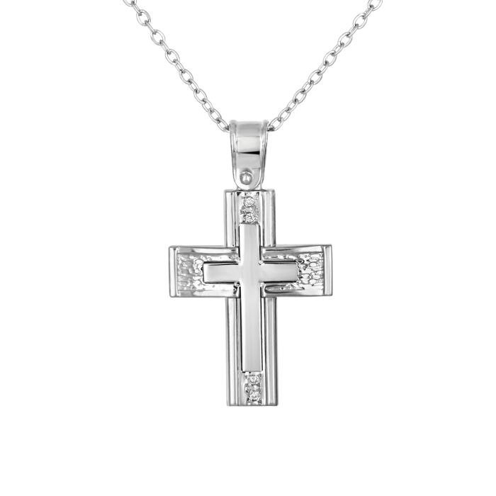 Σταυρός Βάπτισης Ασήμι 925° με Ζιργκόν SKU-82970