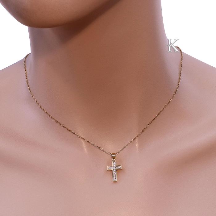 Σταυρός Γυναικείος Χρυσός Κ9 με Ζιργκόν SKU-82494