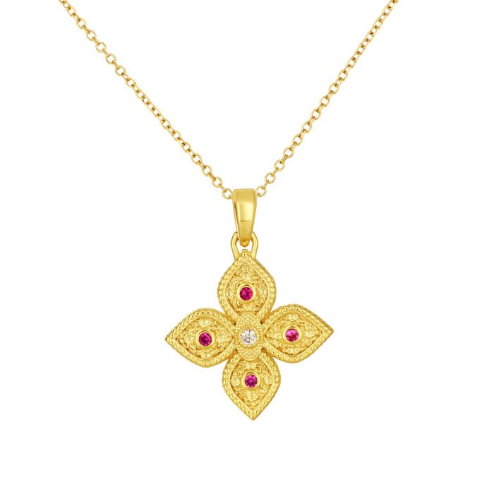 Σταυρός Βυζαντινού Στυλ Διπλής Όψης Χρυσός K9 με Ζιργκόν SKU-82771