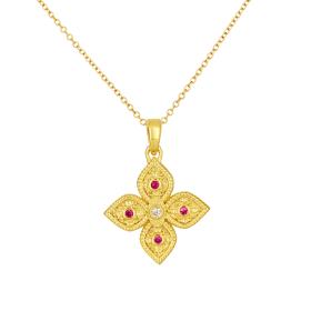 Σταυρός Βυζαντινού Στυλ Διπλής Όψης Χρυσός K9 με Ζιργκόν SKU-82771