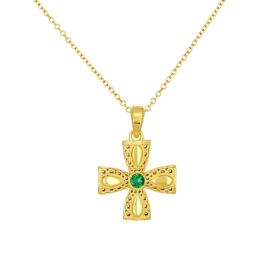 Σταυρός Βυζαντινός Διπλής Όψης με Ζιργκόν Χρυσός K9 SKU-82772