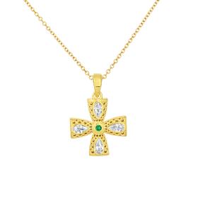 Σταυρός Βυζαντινός Διπλής Όψης με Ζιργκόν Χρυσός K9 SKU-82772