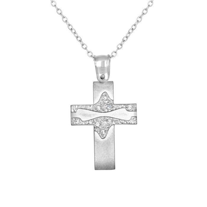 Σταυρός Βάπτισης Ασήμι 925° με Ζιργκόν SKU-82972