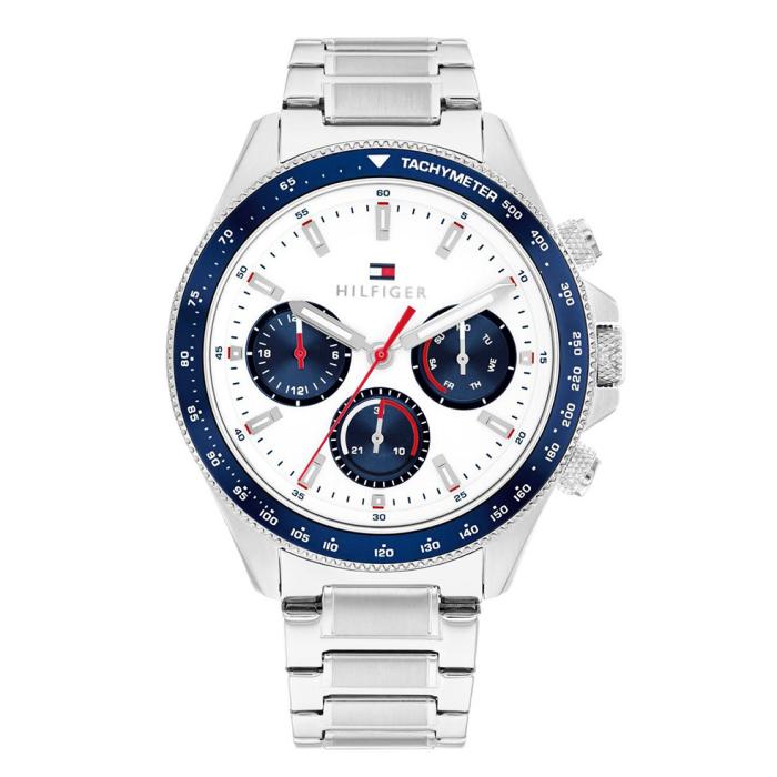 Ανδρικό Ρολόι TOMMY HILFIGER Clark με Λευκό Καντράν SKU-82108
