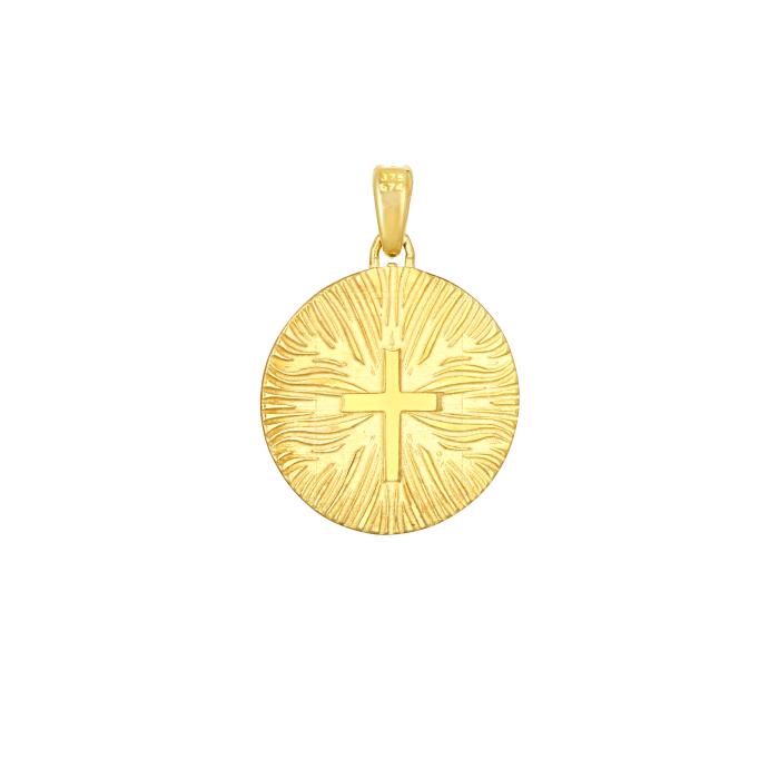 Ζώδιο Τοξότης Διπλής Όψεως Χρυσός K9 με Λευκά Ζιργκόν SKU-82692