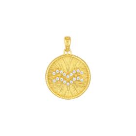 Ζώδιο Υδροχόου Διπλής Όψεως με Λευκά Ζιργκόν Χρυσός K9 SKU-82694