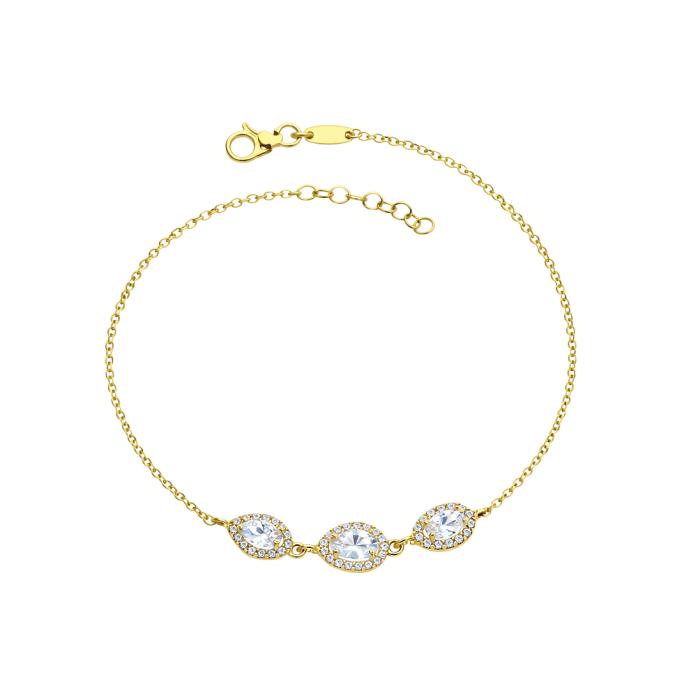 Βραχιόλι Δάκρυ με Λευκά Ζιργκόν Χρυσός K9 SKU-83839