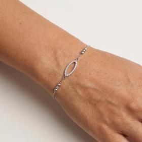 Βραχιόλι Λευκόχρυσος Κ9 με Λευκά Ζιργκόν SKU-83824