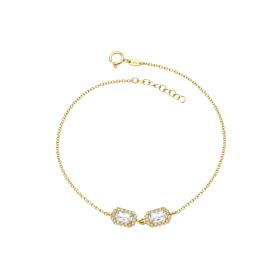 Βραχιόλι με Ροζέτες & Λευκά Ζιργκόν Χρυσός Κ9 SKU-83845