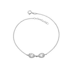 Βραχιόλι με Ροζέτες σε Σχήμα Δάκρυ Λευκόχρυσος K9 & Λευκά Ζιργκόν SKU-83843