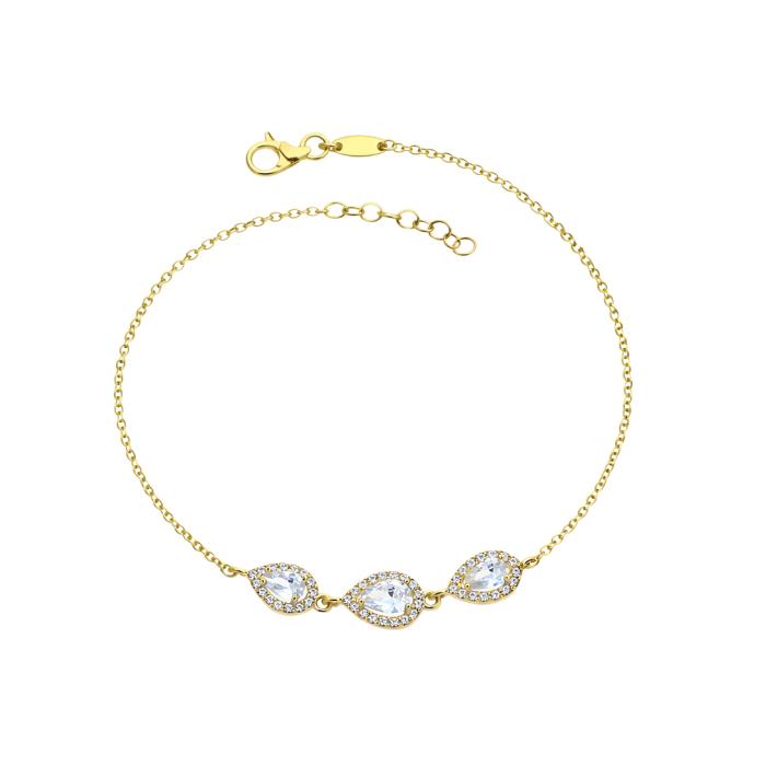 Βραχιόλι Ροζέτα με Λευκά Ζιργκόν Χρυσός K9 SKU-83838