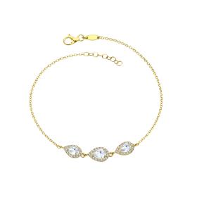 Βραχιόλι Ροζέτα με Λευκά Ζιργκόν Χρυσός K9 SKU-83838