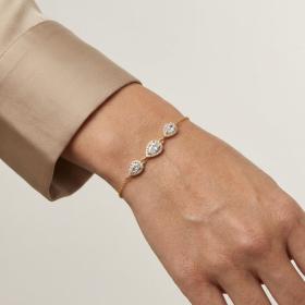 Βραχιόλι Ροζέτα με Λευκά Ζιργκόν Χρυσός K9 SKU-83838