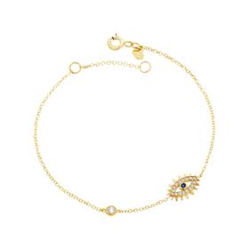 Βραχιόλι Ματάκι Χρυσός Κ9 με Ζιργκόν SKU-83141