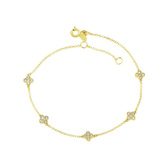 Γυναικείο Βραχιόλι Σταυρουδάκια Χρυσός Κ9 με Ζιργκόν SKU-83144