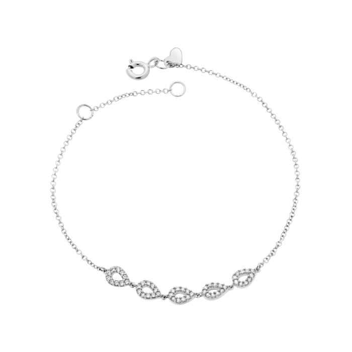 Γυναικείο Βραχιόλι Λευκόχρυσος Κ9 με Λευκά Ζιργκόν SKU-83151