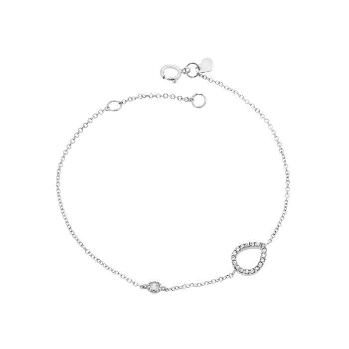 Γυναικείο Βραχιόλι Δάκρυ Λευκόχρυσος Κ9 με Ζιργκόν SKU-83154