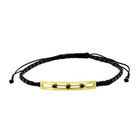 Βραχιόλι Μακραμέ με Μαύρα Ζιργκόν Χρυσός K9 SKU-83806