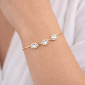 Βραχιόλι Ροζέτα με Λευκά Ζιργκόν Χρυσός K9 SKU-83838