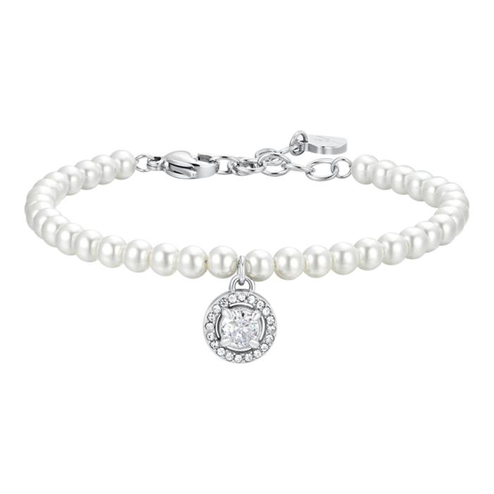 Βραχιόλι Luca Barra από Ανοξείδωτο Ατσάλι με Πέρλες και Ζιργκόν SKU-83915