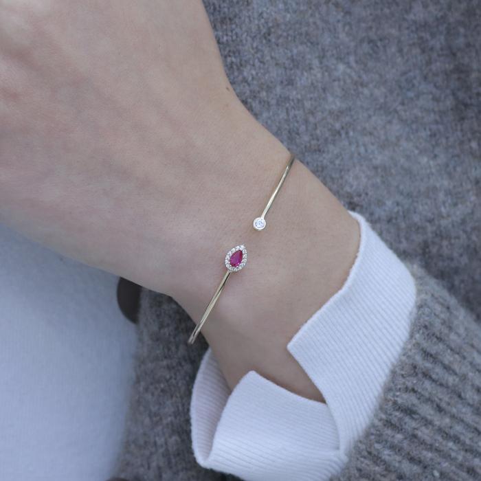 Βραχιόλι Χειροπέδα Ροζέτα με Ζιργκόν Χρυσός K14 SKU-83814