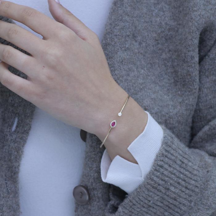 Βραχιόλι Χειροπέδα Ροζέτα με Ζιργκόν Χρυσός K14 SKU-83814