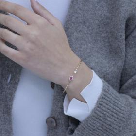 Βραχιόλι Χειροπέδα Ροζέτα με Ζιργκόν Χρυσός K14 SKU-83814