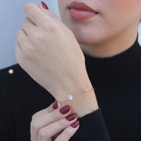 Βραχιόλι Χειροπέδα Χρυσό K9 με Ζιργκόν SKU-83630