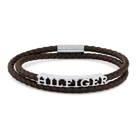 Βραχιόλι TOMMY HILFIGER από Aνοξείδωτο Aτσάλι και Καφέ Δέρμα SKU-83206