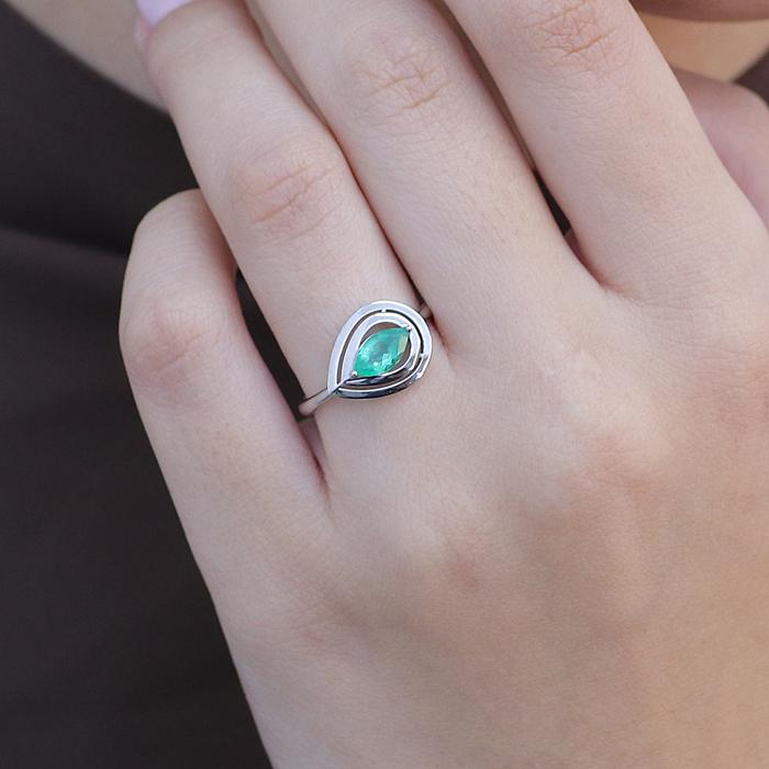 Δαχτυλίδι με Σμαράγδι Λευκόχρυσος K14 SKU-83243