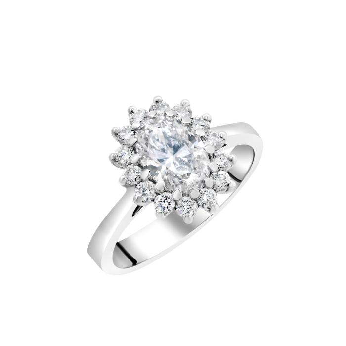 Δαχτυλίδι Ροζέτα με Lab Grown Diamond Oval Κοπής Λευκόχρυσος K18 SKU-83424