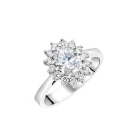 Δαχτυλίδι Ροζέτα με Lab Grown Diamond Oval Κοπής Λευκόχρυσος K18 SKU-83424