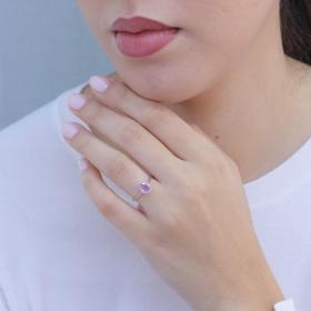 Δαχτυλίδι με Διαμάντια & Pink Sapphire Δάκρυ Λευκόχρυσος K18 SKU-83048