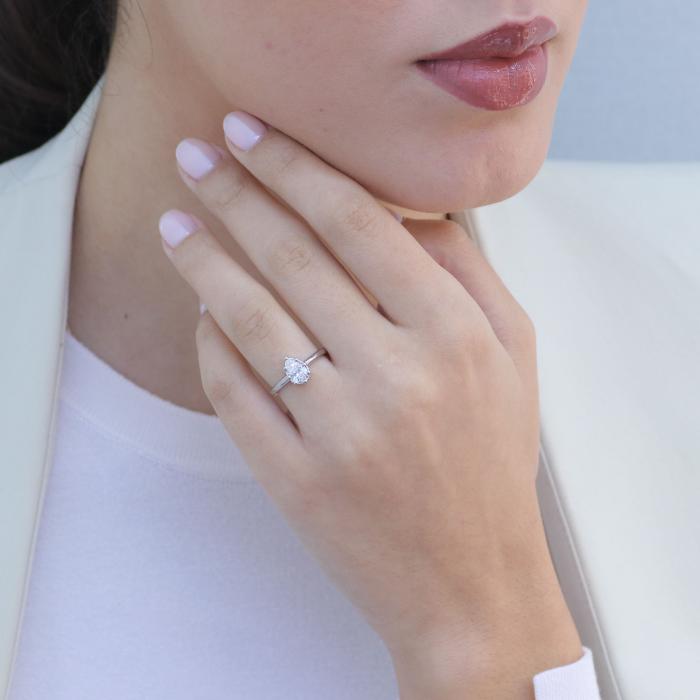 Δαχτυλίδι με Lab Grown Διαμάντι σε Κοπή Pear Χρυσός K14 SKU-83276