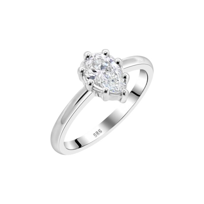 Δαχτυλίδι με Lab Grown Διαμάντι σε Κοπή Pear Χρυσός K14 SKU-83276