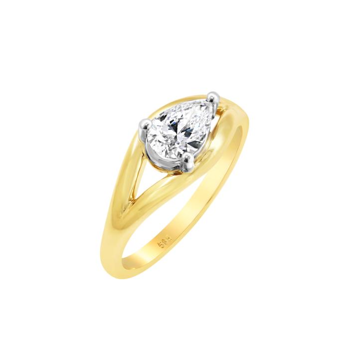 Μονόπετρο Δαχτυλίδι Λευκόχρυσος & Χρυσός K14 με Lab Grown Διαμάντι SKU-83278